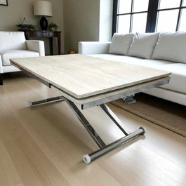 Hanah Home Mesa de Comedor Extensible Yan - Travertino, Cromo